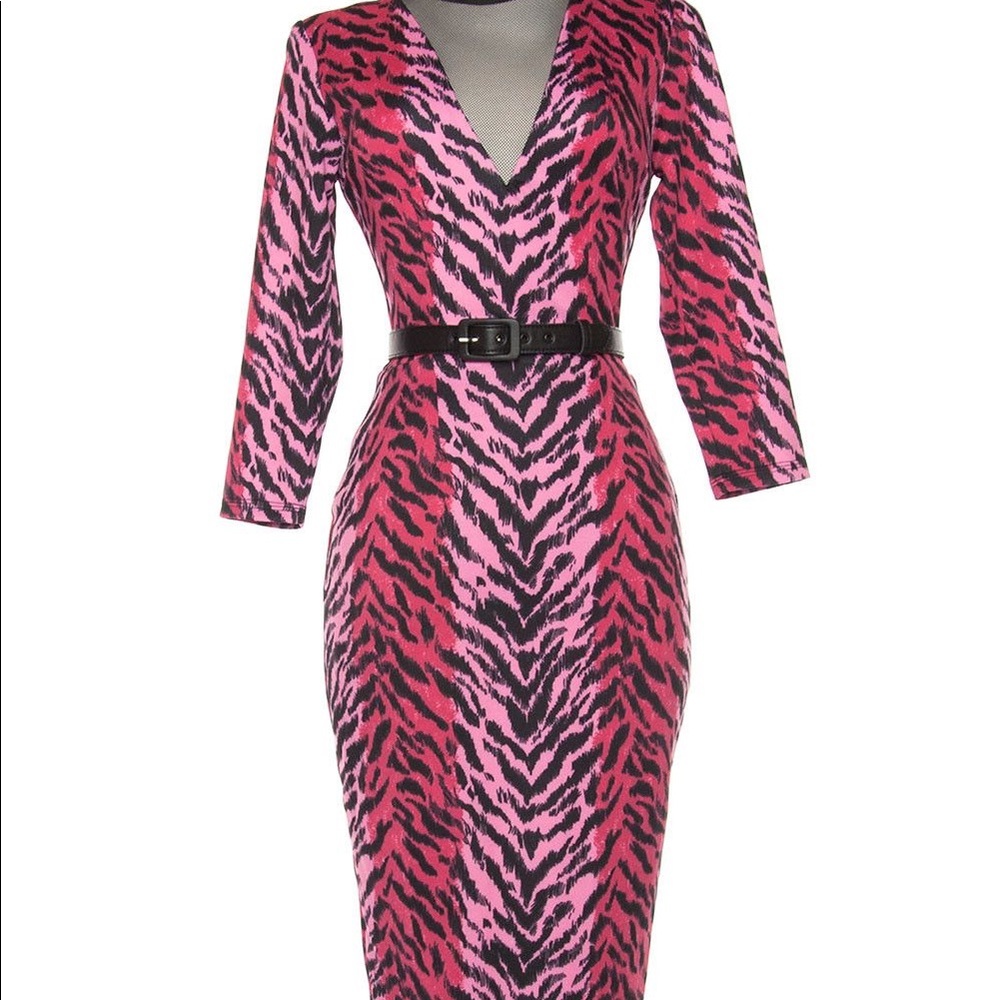 Pin Up Girl Clothing Pink Tiger Dress